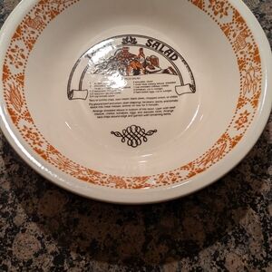 Vintage Orange Floral Salad Bowl